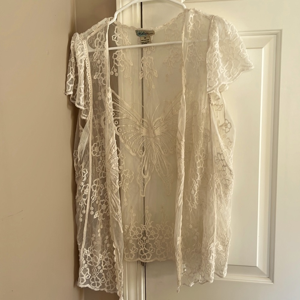 Crocheted lace, all cotton sheer slip on top
